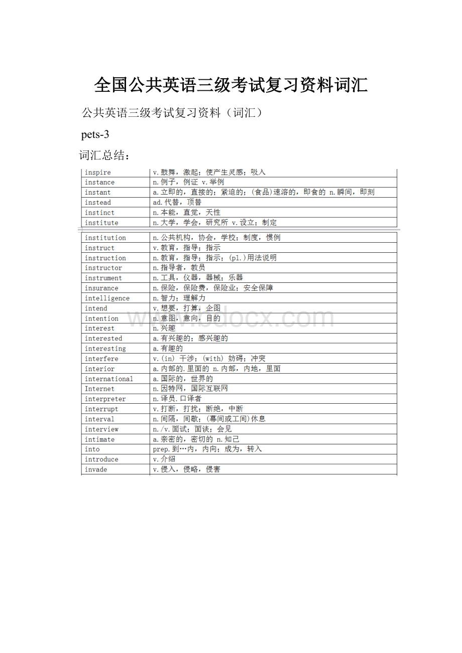 全国公共英语三级考试复习资料词汇.docx_第1页