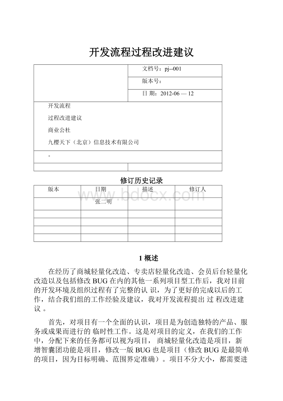 开发流程过程改进建议.docx