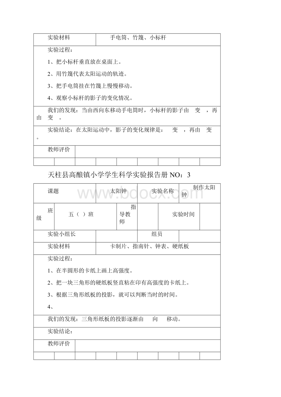 苏教版小学五年级科学上册实验报告册.docx_第2页