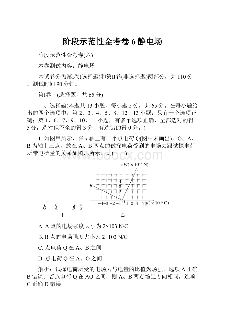 阶段示范性金考卷6静电场.docx