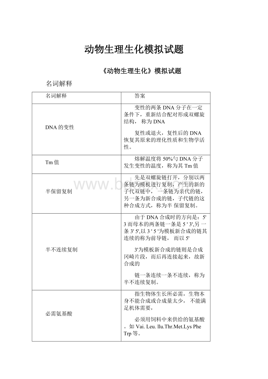 动物生理生化模拟试题.docx