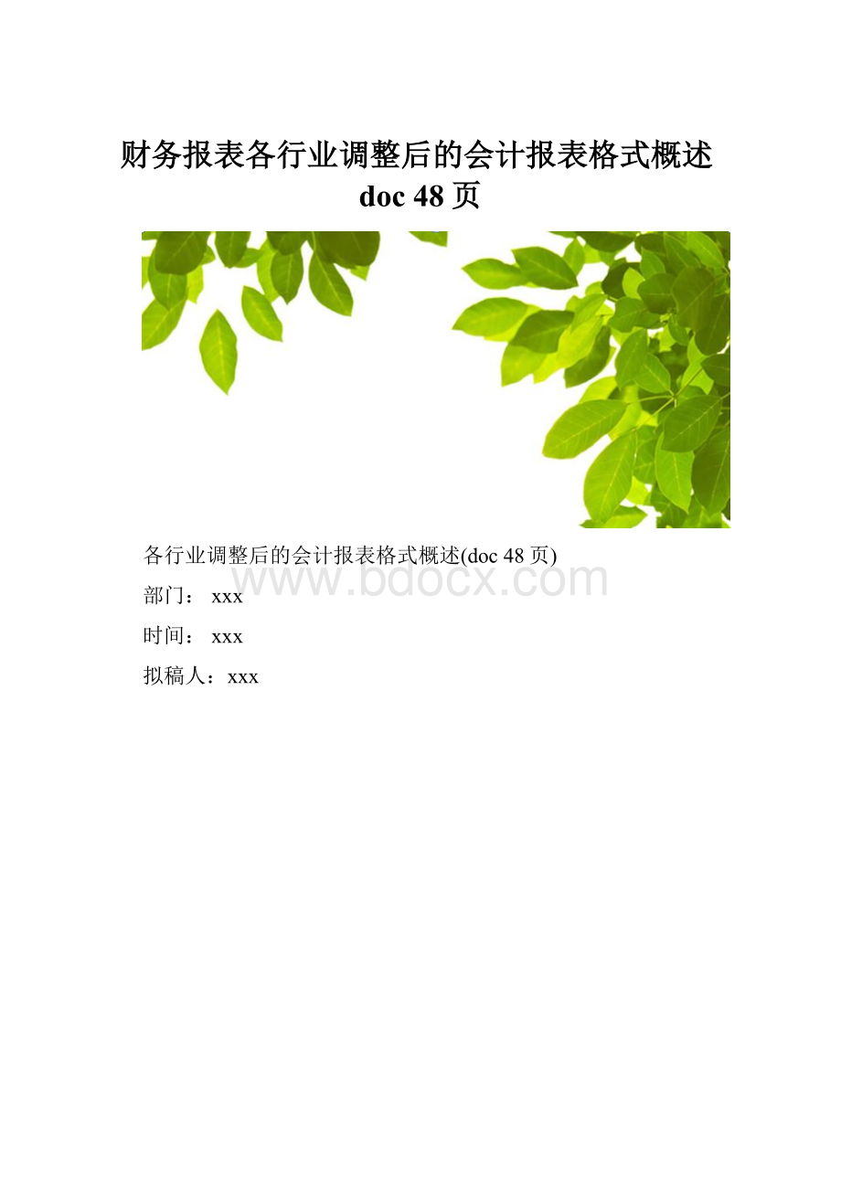 财务报表各行业调整后的会计报表格式概述doc 48页.docx_第1页