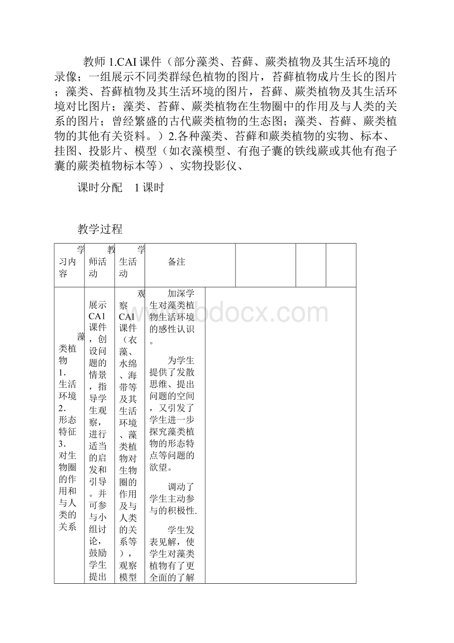 第三单元第一章第一节藻类苔藓和蕨类植物.docx_第2页