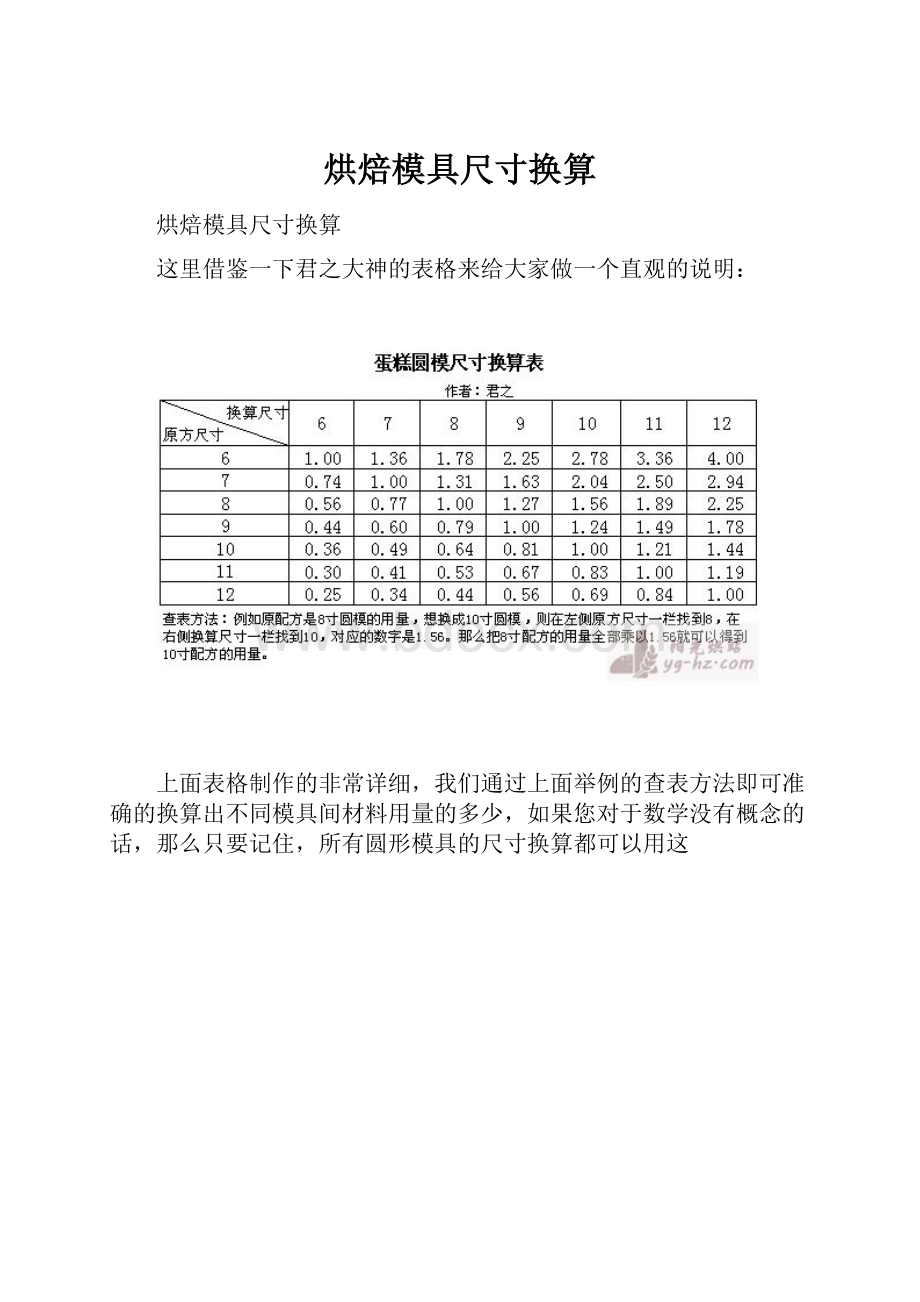 烘焙模具尺寸换算.docx_第1页