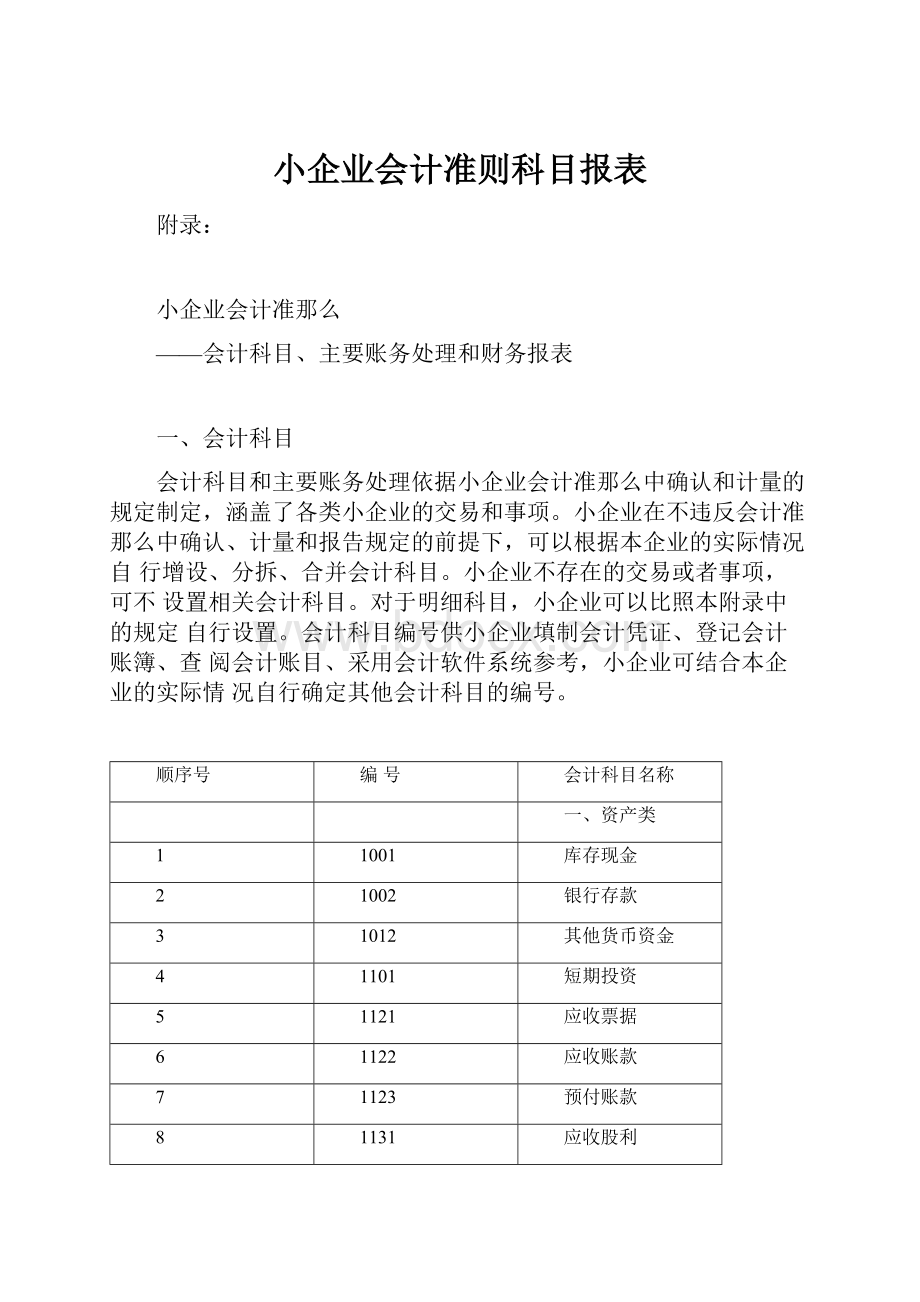 小企业会计准则科目报表.docx