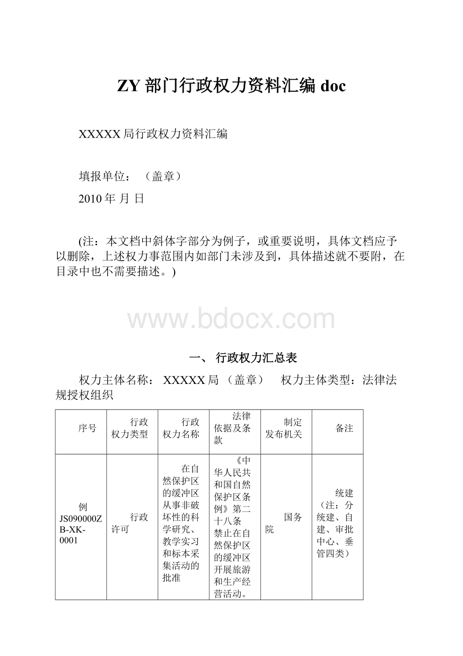 ZY部门行政权力资料汇编doc.docx_第1页