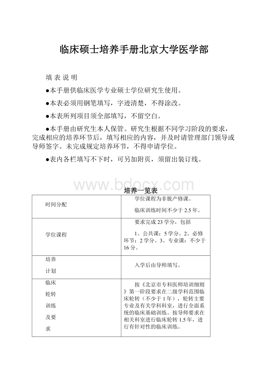 临床硕士培养手册北京大学医学部.docx_第1页