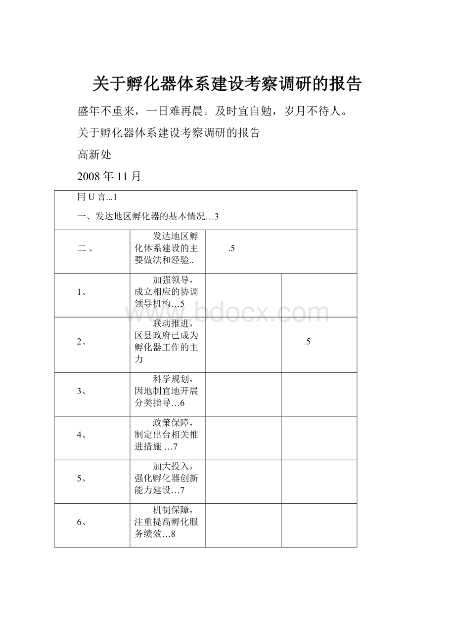 关于孵化器体系建设考察调研的报告.docx