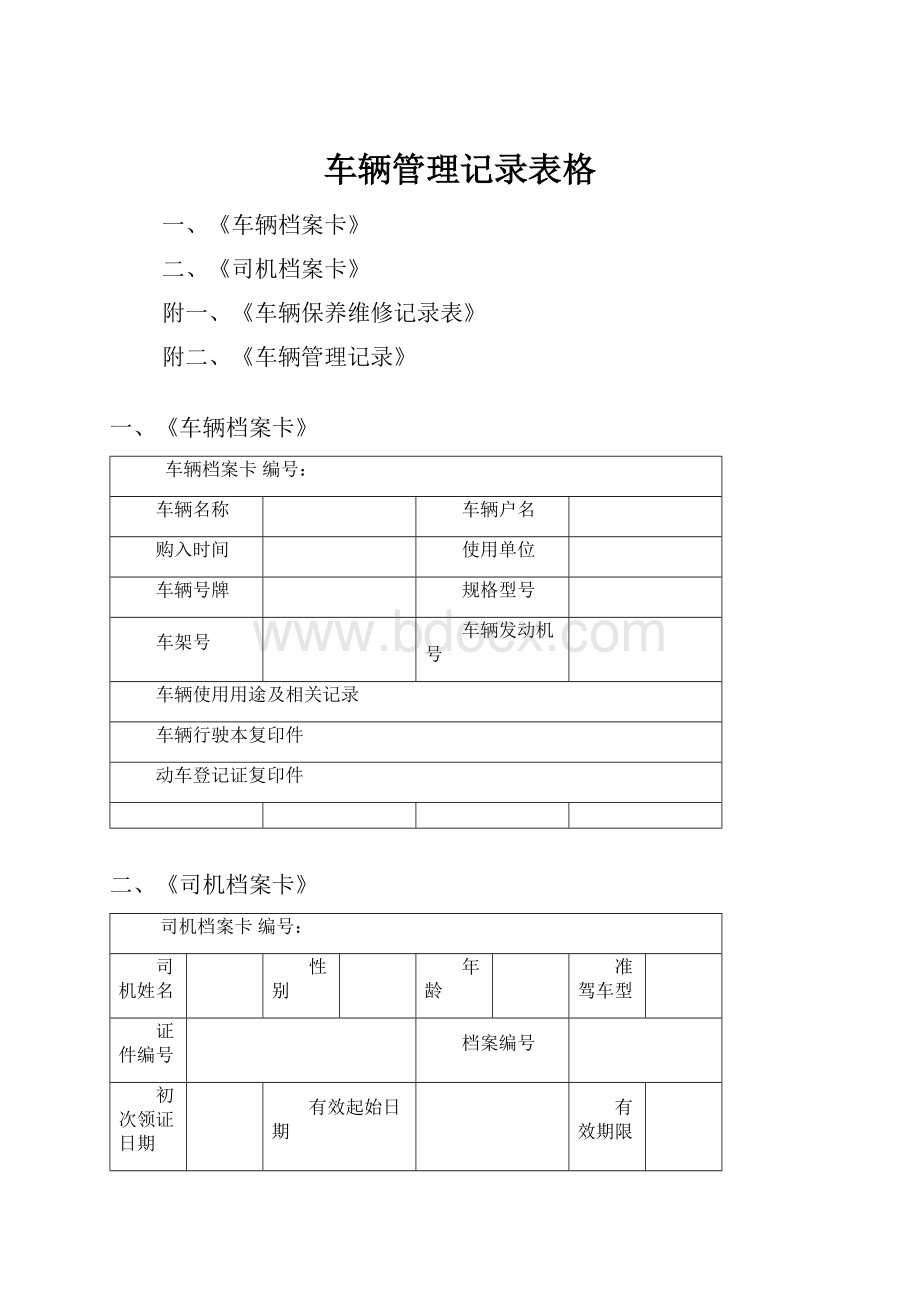 车辆管理记录表格.docx_第1页