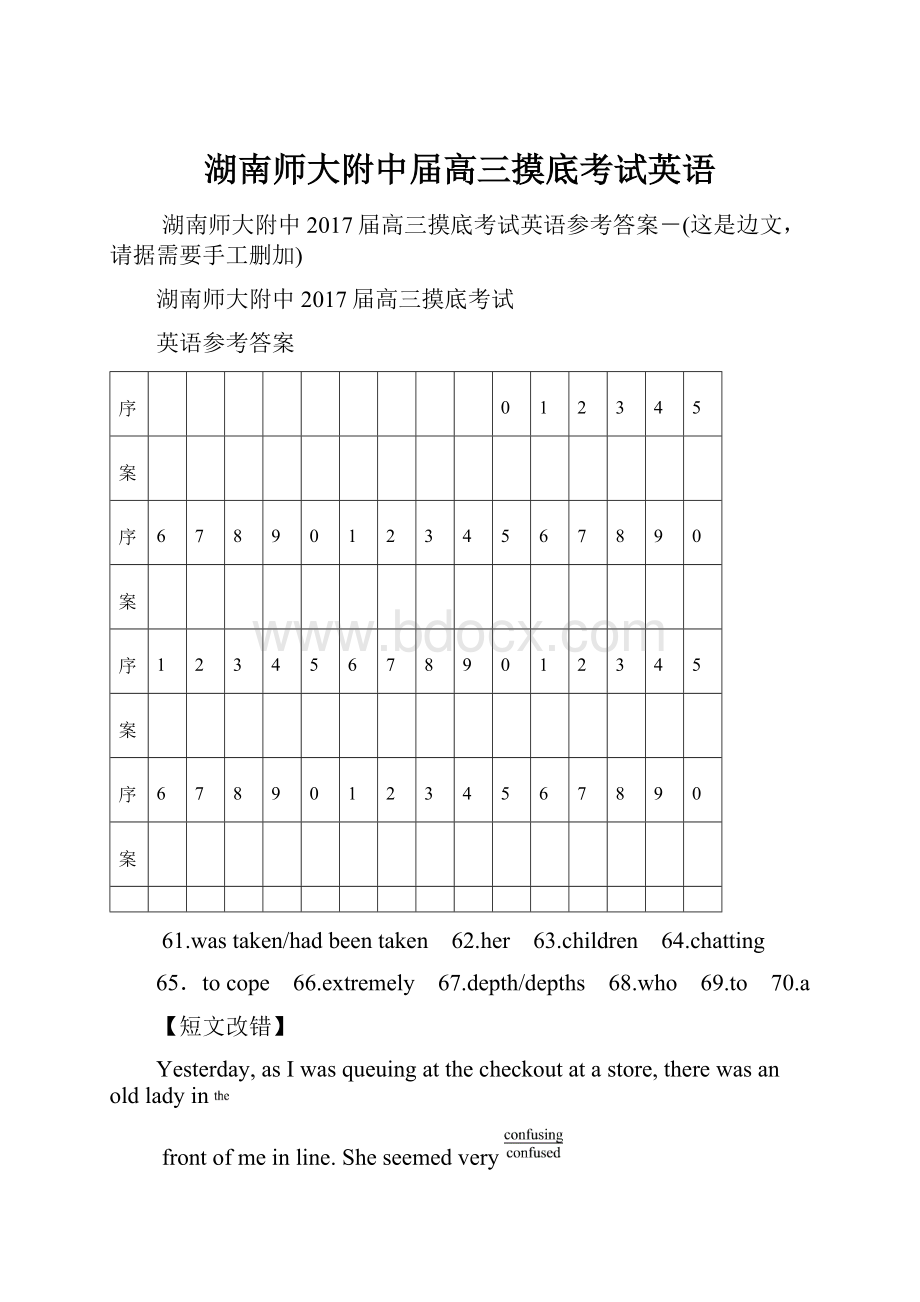 湖南师大附中届高三摸底考试英语.docx_第1页