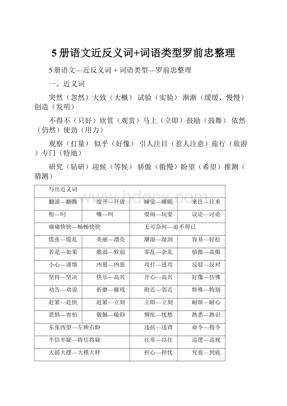 5册语文近反义词+词语类型罗前忠整理.docx_第1页