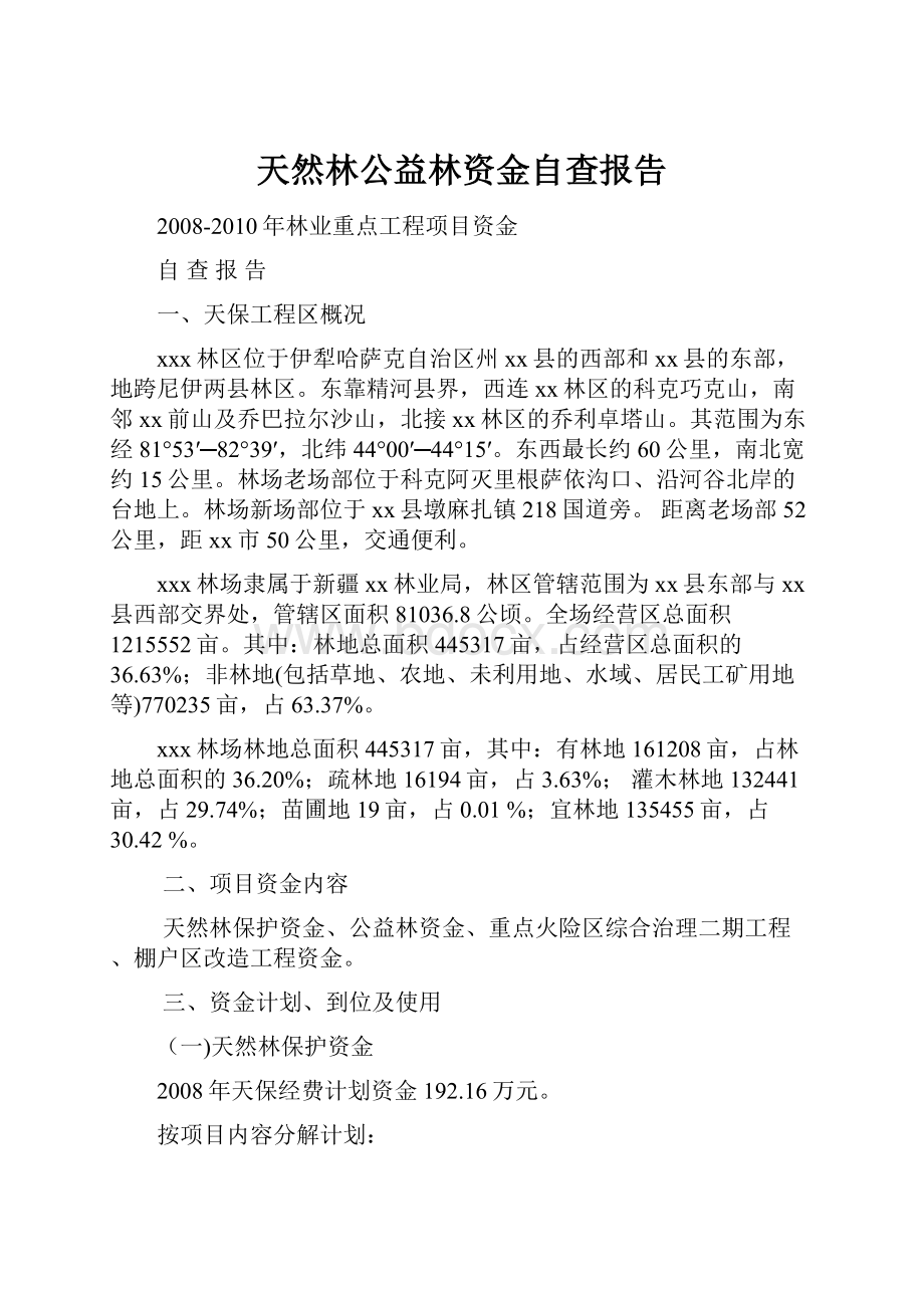 天然林公益林资金自查报告.docx_第1页