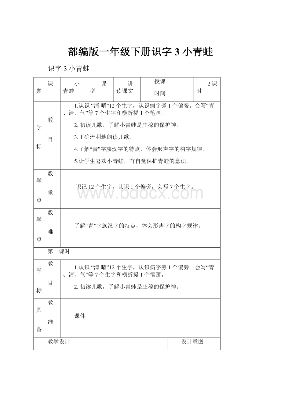 部编版一年级下册识字3小青蛙.docx_第1页