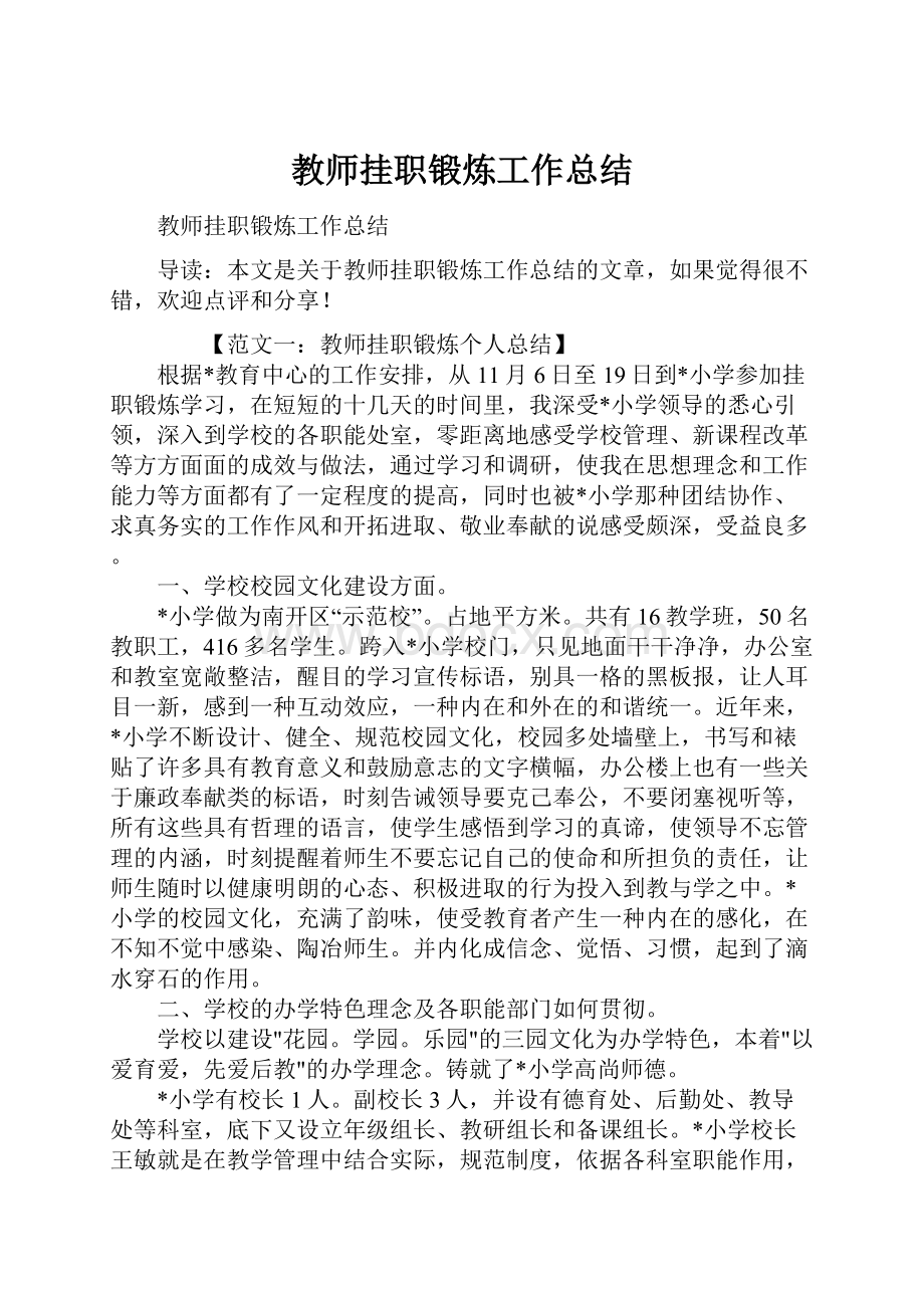 教师挂职锻炼工作总结.docx