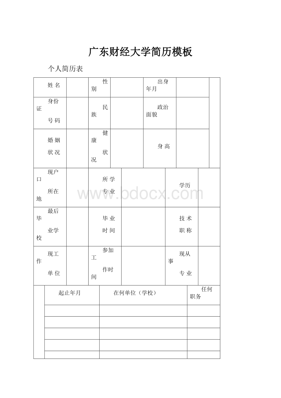 广东财经大学简历模板.docx_第1页