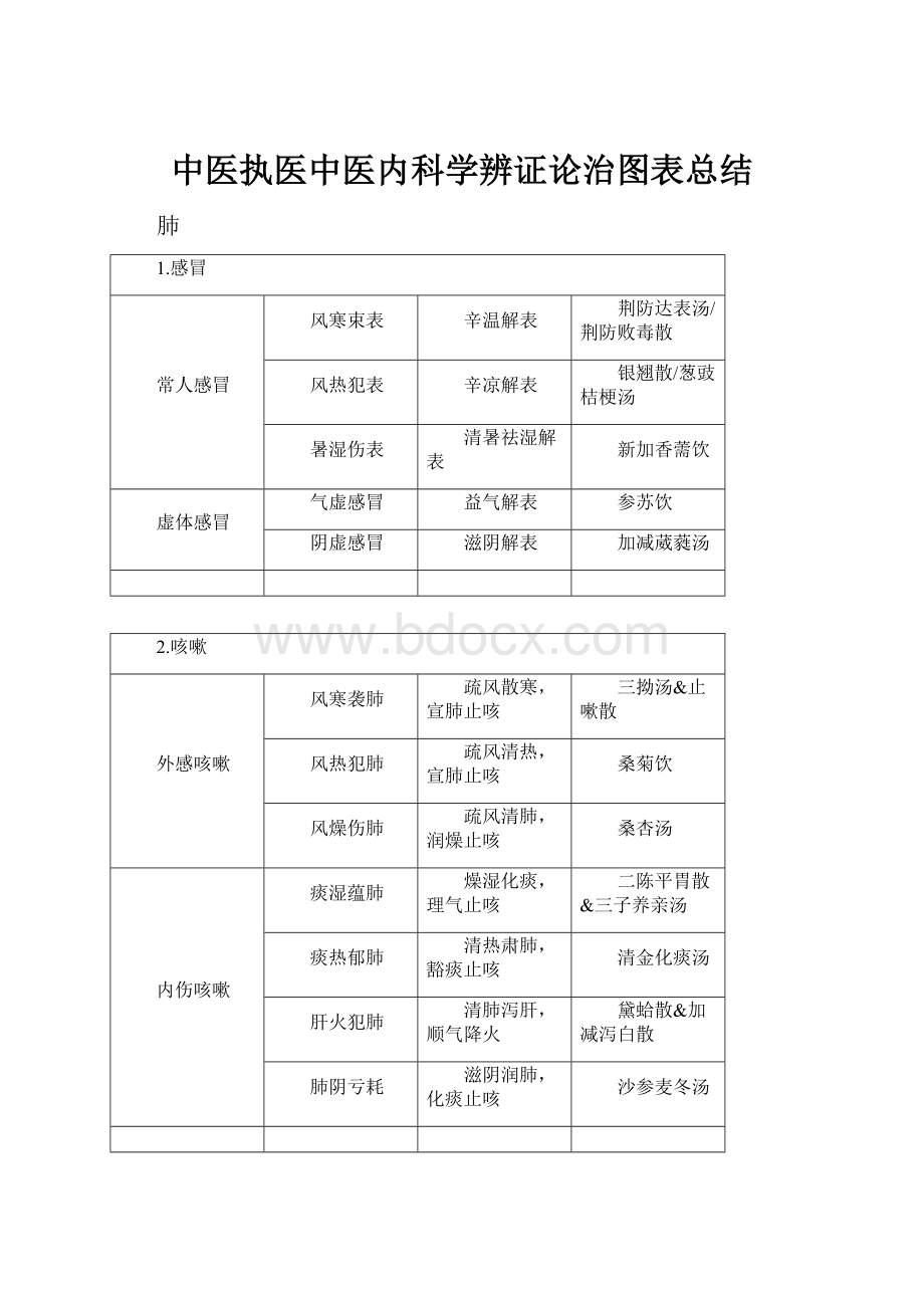 中医执医中医内科学辨证论治图表总结.docx_第1页