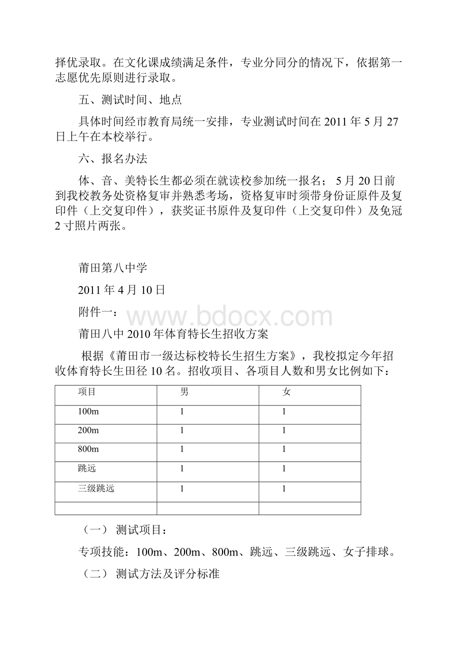 莆田八中体育艺术特长生招生方案.docx_第3页