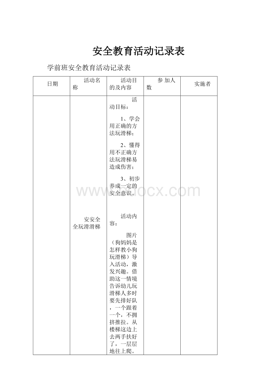 安全教育活动记录表.docx_第1页