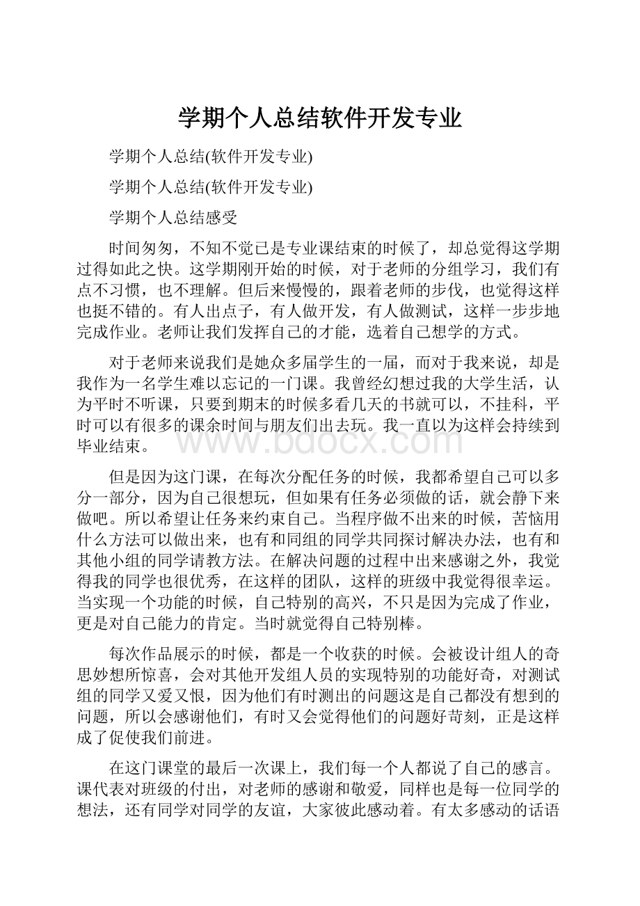 学期个人总结软件开发专业.docx