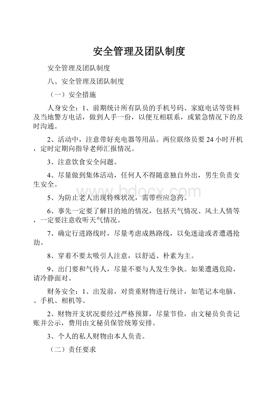 安全管理及团队制度.docx_第1页