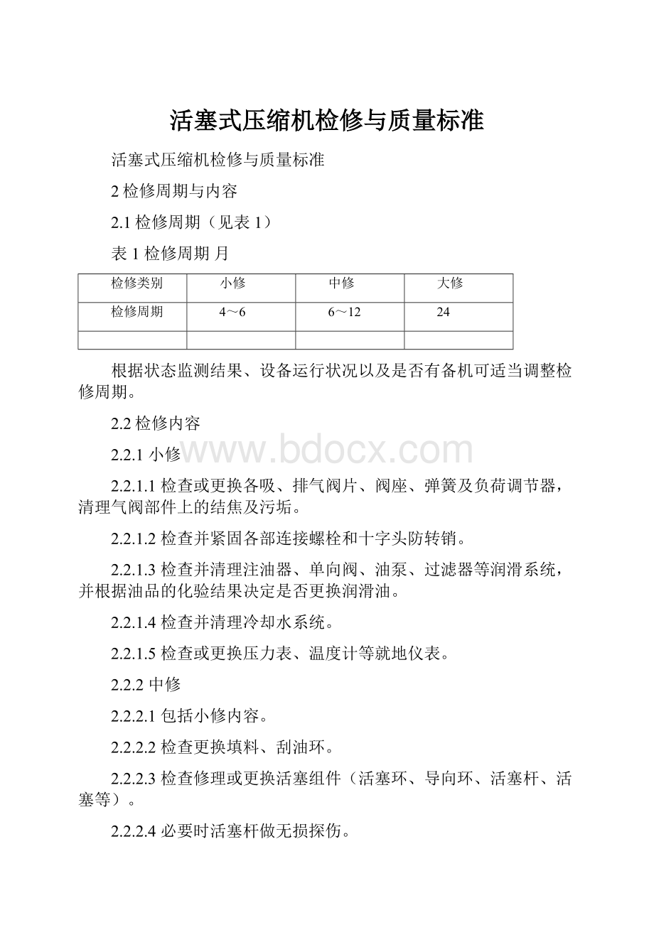 活塞式压缩机检修与质量标准.docx_第1页