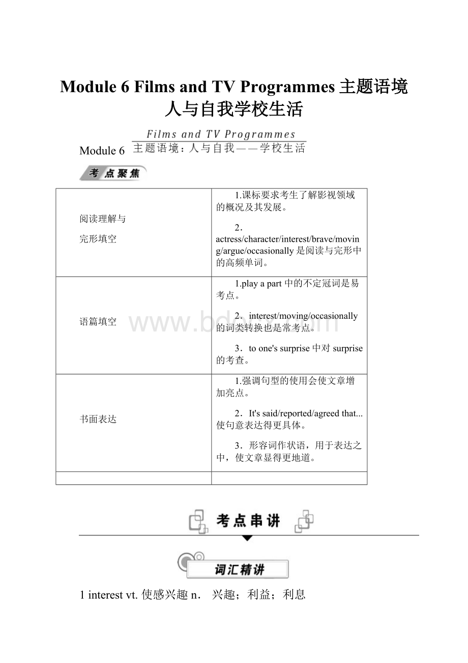 Module 6Films and TV Programmes主题语境人与自我学校生活.docx_第1页