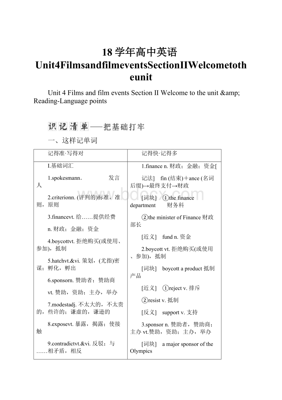 18学年高中英语Unit4FilmsandfilmeventsSectionⅡWelcometotheunit.docx_第1页