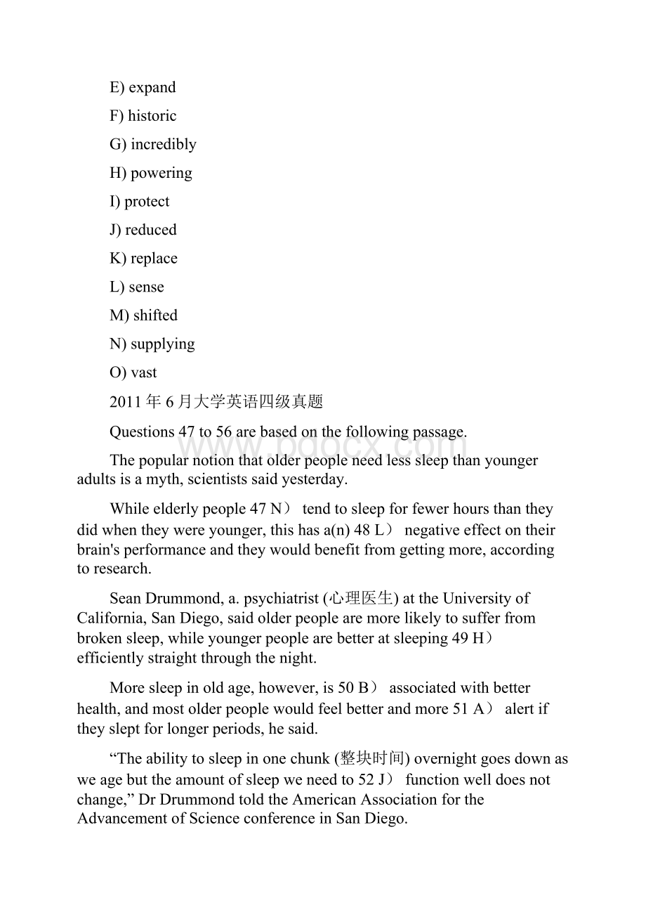 大学英语四级真题部分的答案解析.docx_第2页