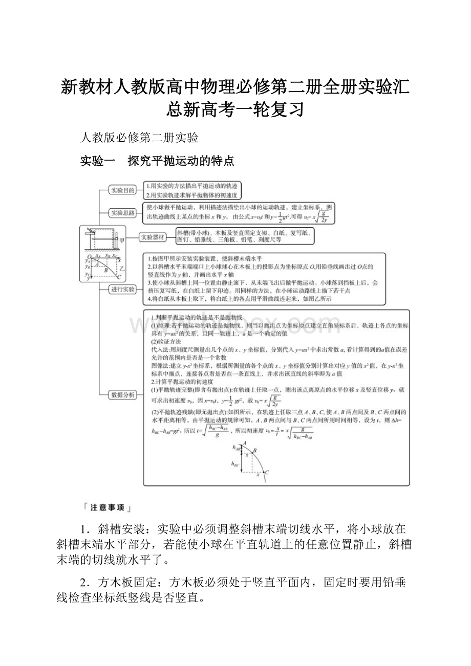 新教材人教版高中物理必修第二册全册实验汇总新高考一轮复习.docx_第1页