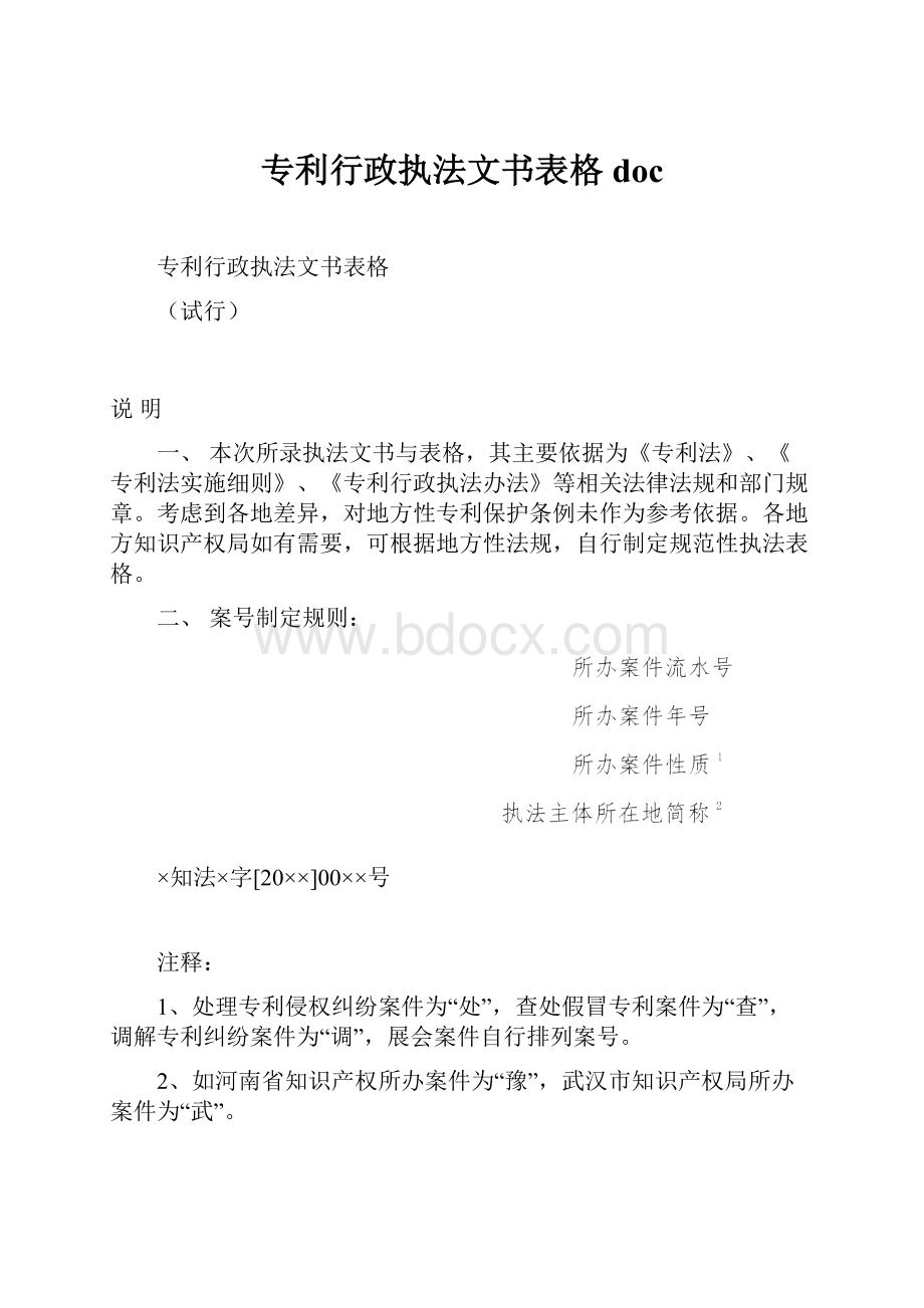 专利行政执法文书表格doc.docx