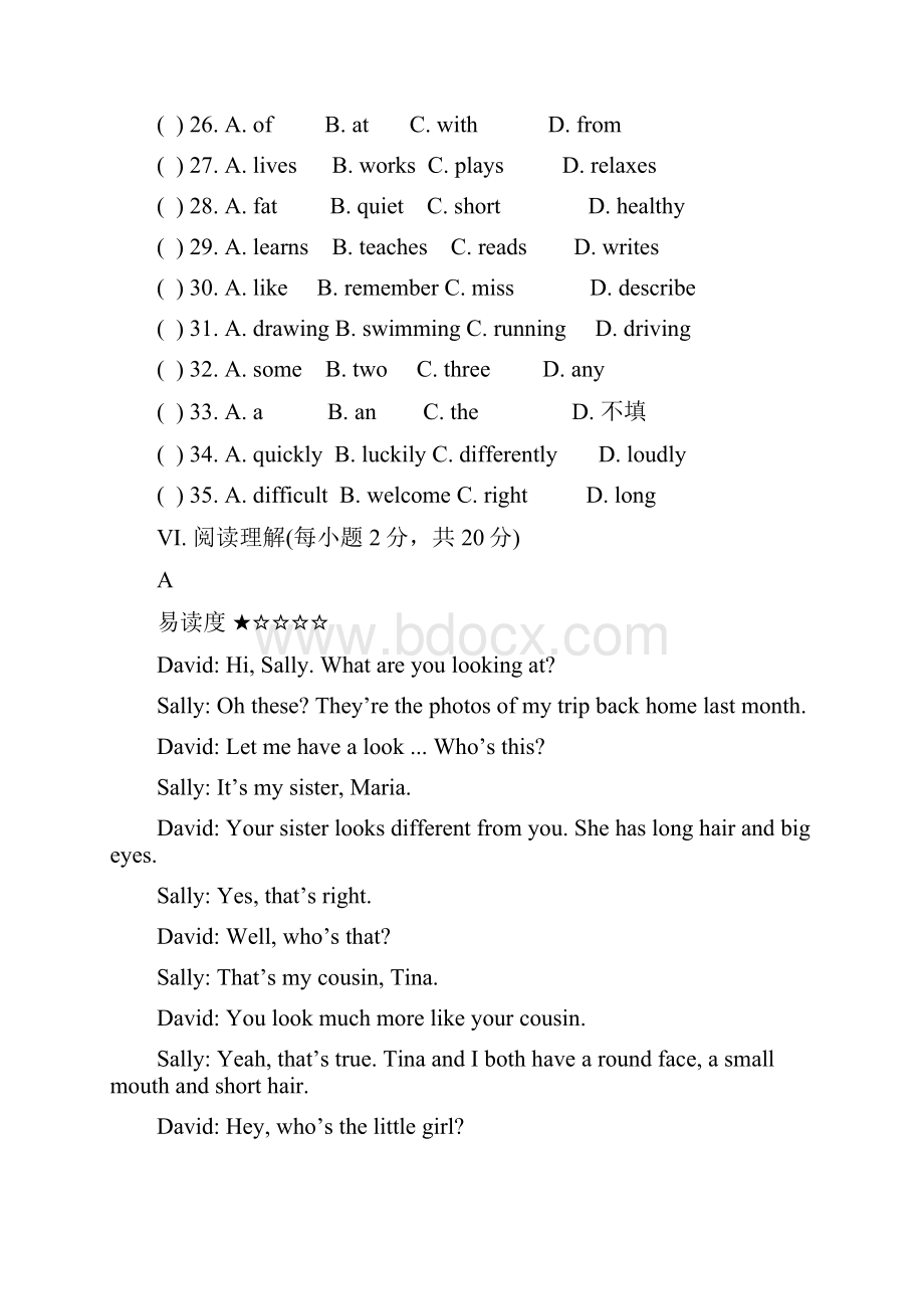 七年级英语下Unit 9单元测试题.docx_第3页