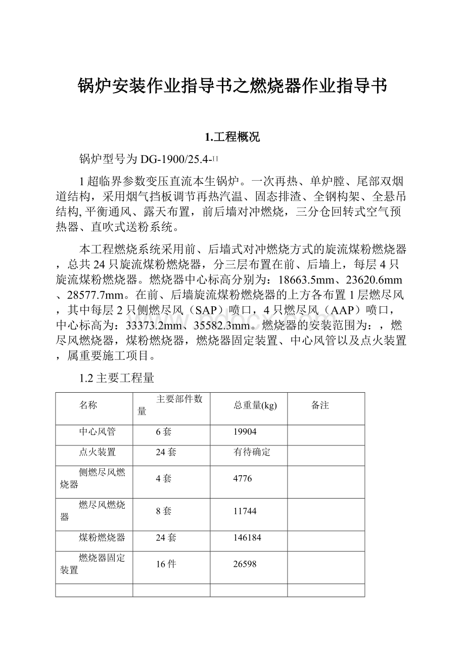 锅炉安装作业指导书之燃烧器作业指导书.docx