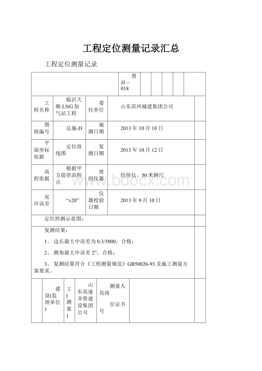 工程定位测量记录汇总.docx_第1页