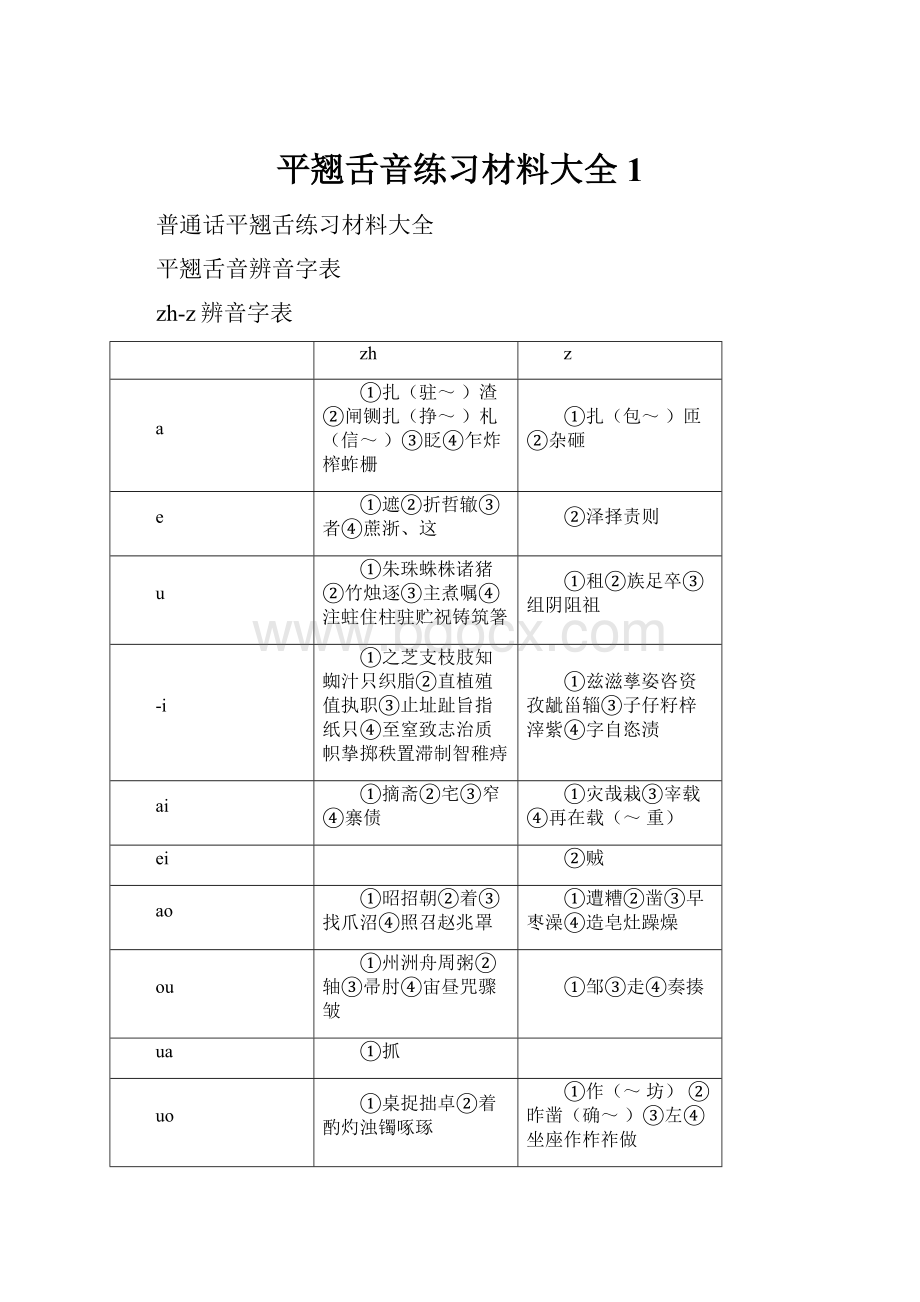 平翘舌音练习材料大全1.docx