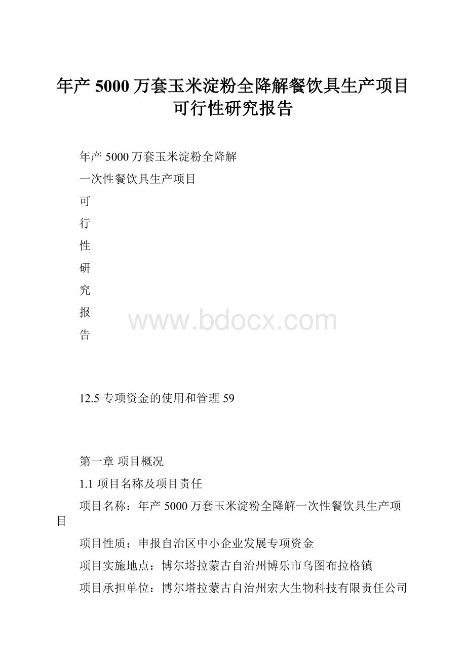 年产5000万套玉米淀粉全降解餐饮具生产项目可行性研究报告.docx