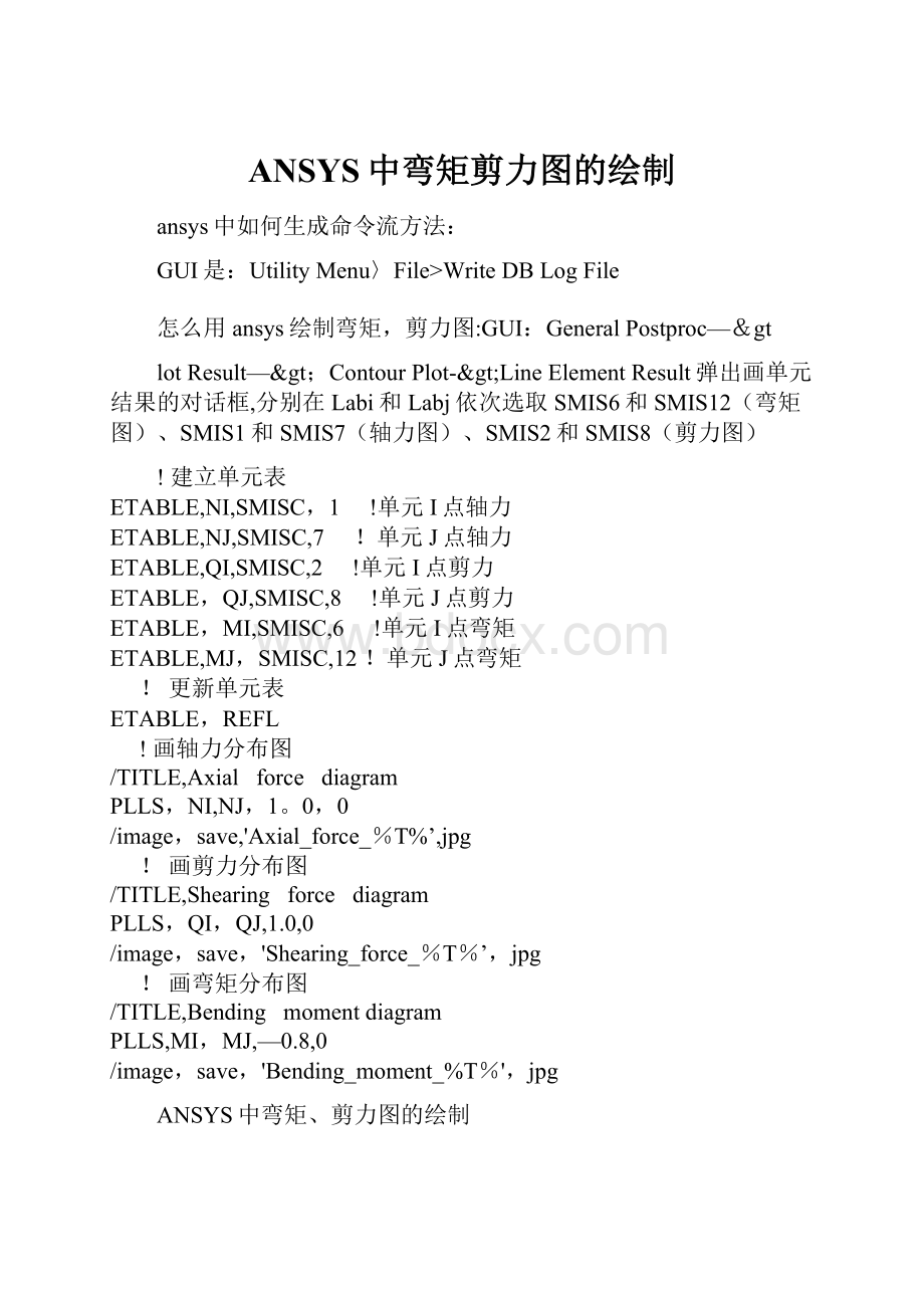 ANSYS中弯矩剪力图的绘制.docx