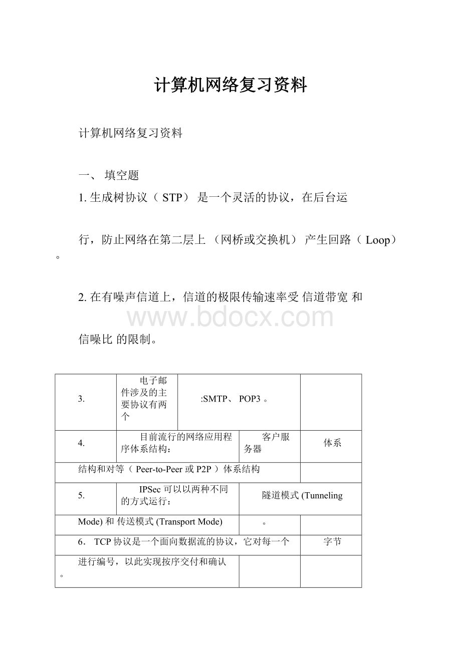 计算机网络复习资料.docx