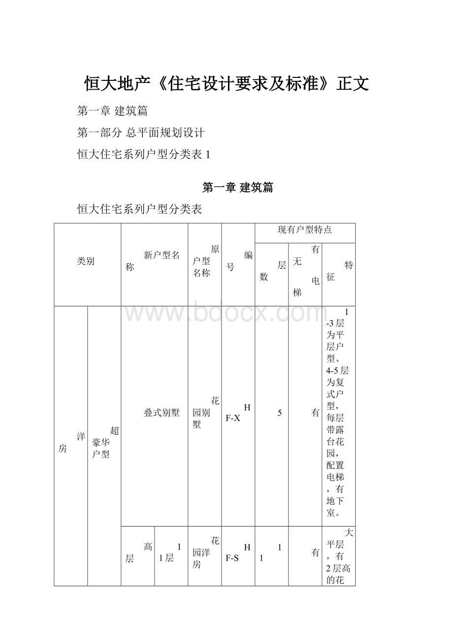 恒大地产《住宅设计要求及标准》正文.docx