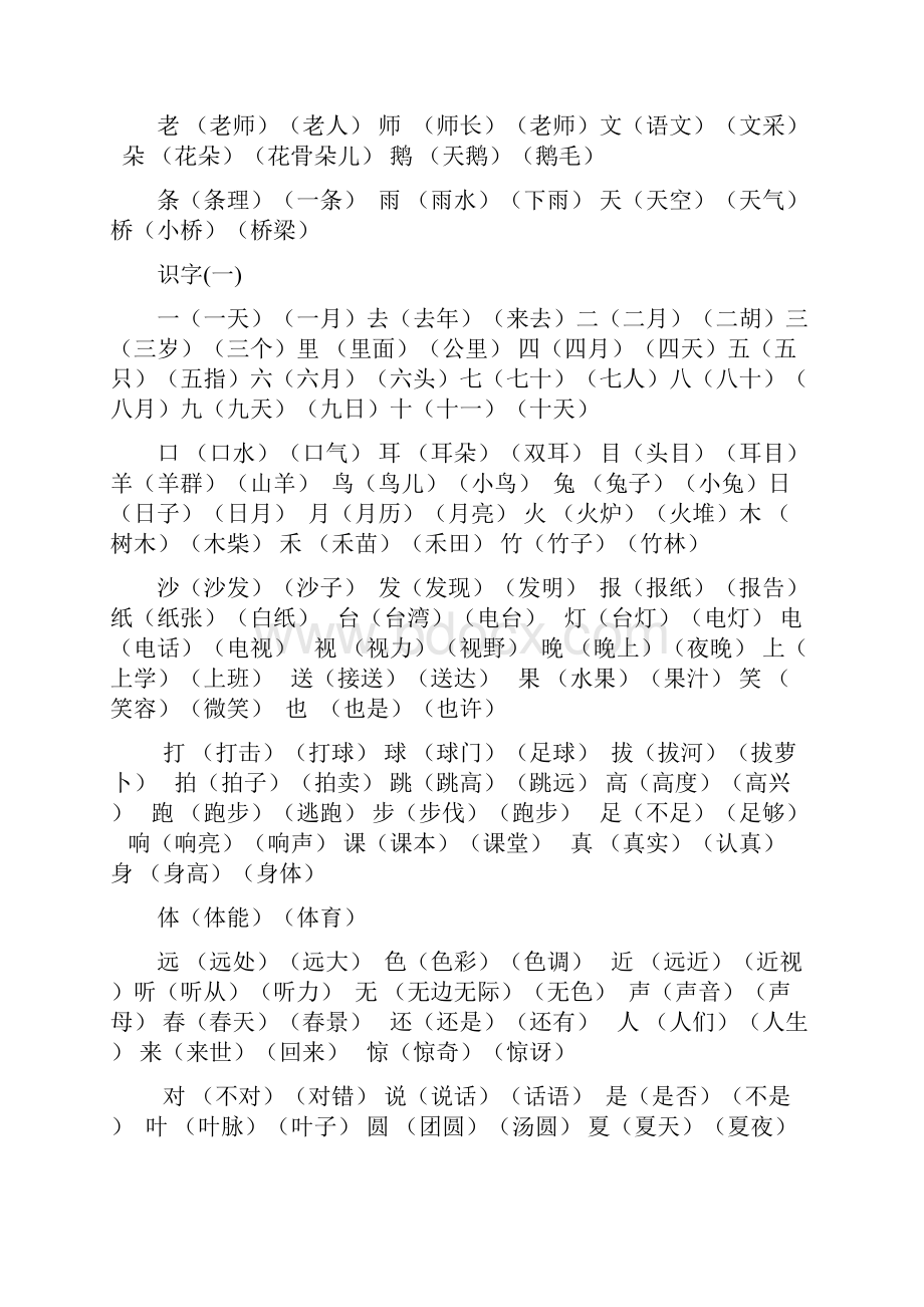 人教版小学语文一年级上册生字表组词范例.docx_第2页