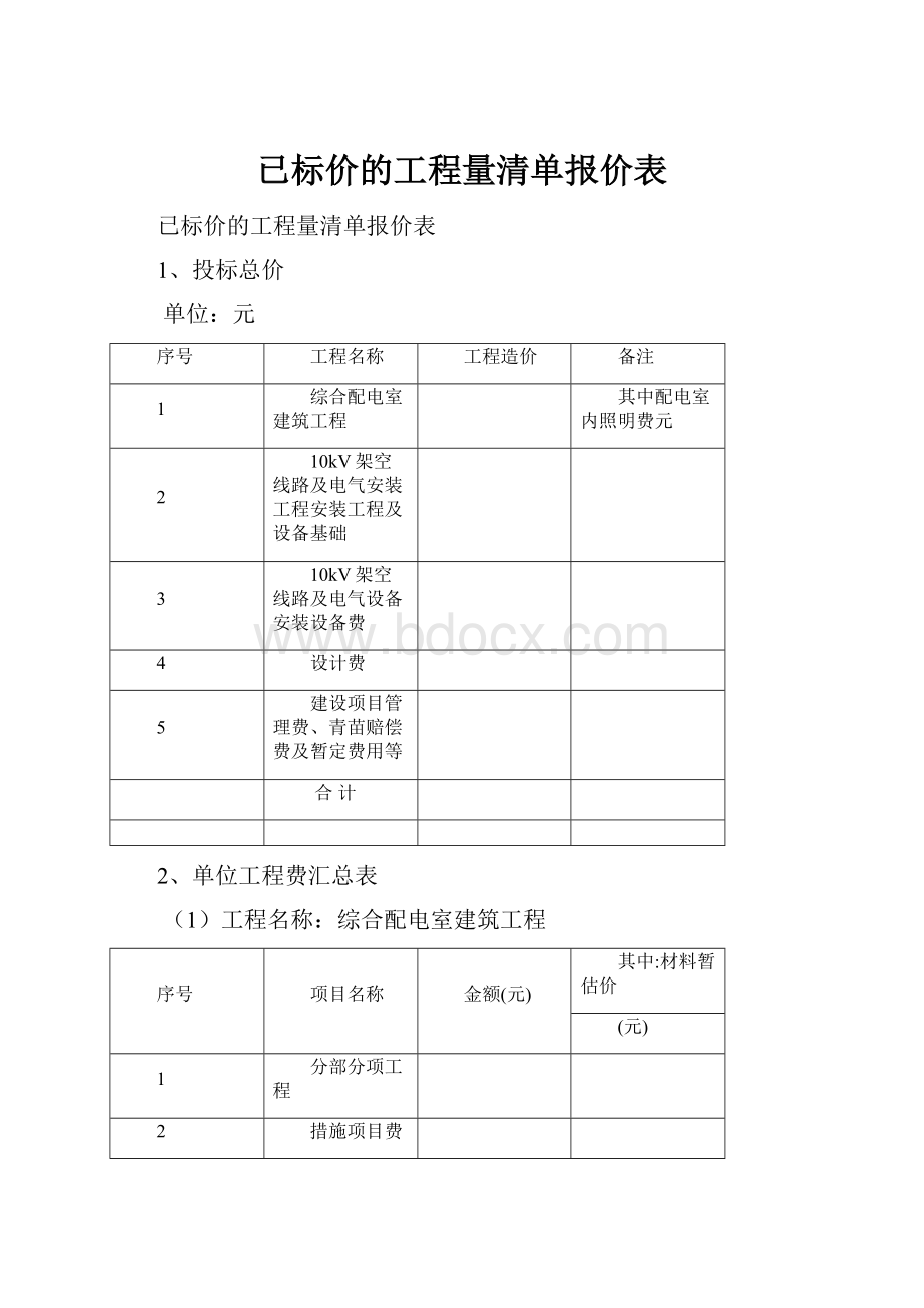 已标价的工程量清单报价表.docx_第1页