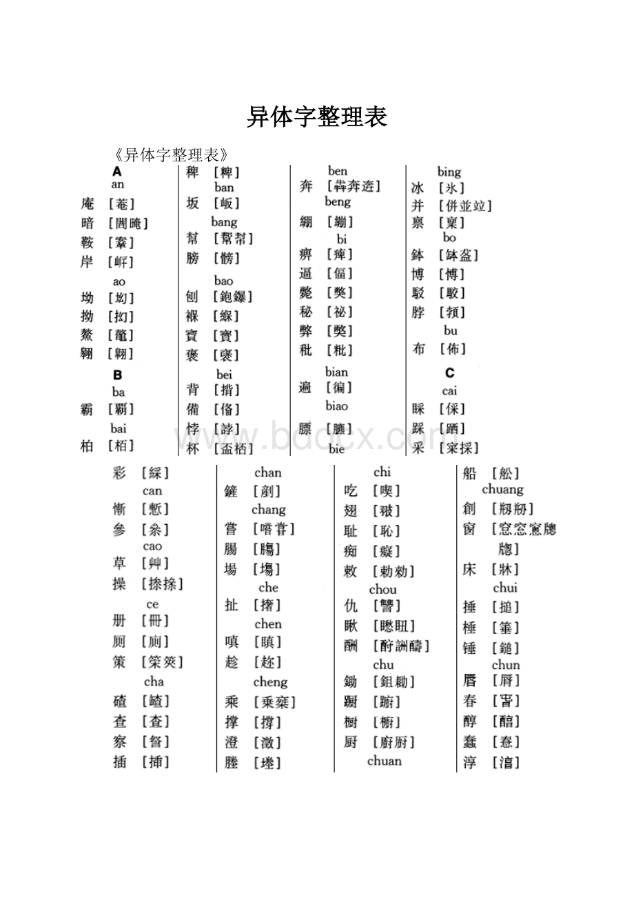 异体字整理表.docx_第1页