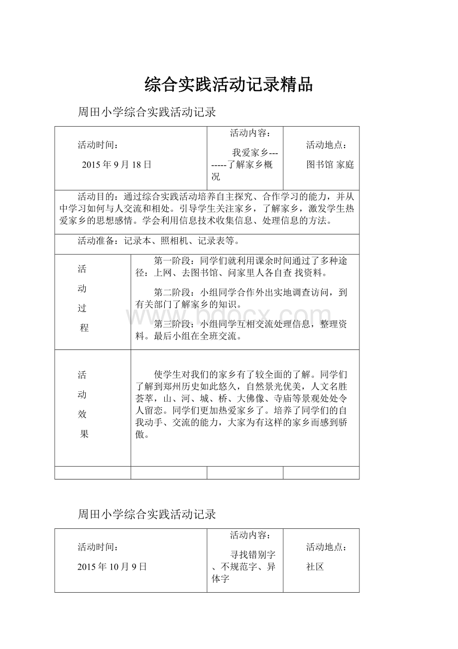 综合实践活动记录精品.docx_第1页