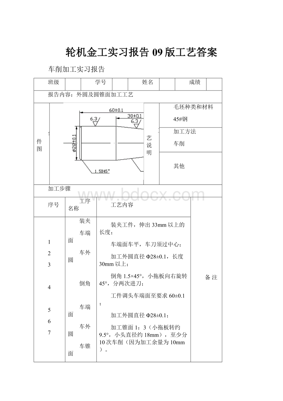 轮机金工实习报告09版工艺答案.docx_第1页