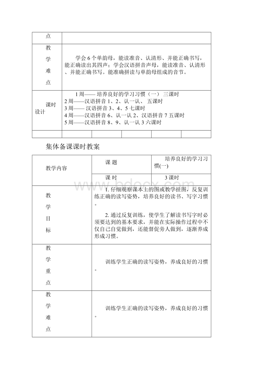 小学一年级语文汉语拼音备课教案1.docx_第2页