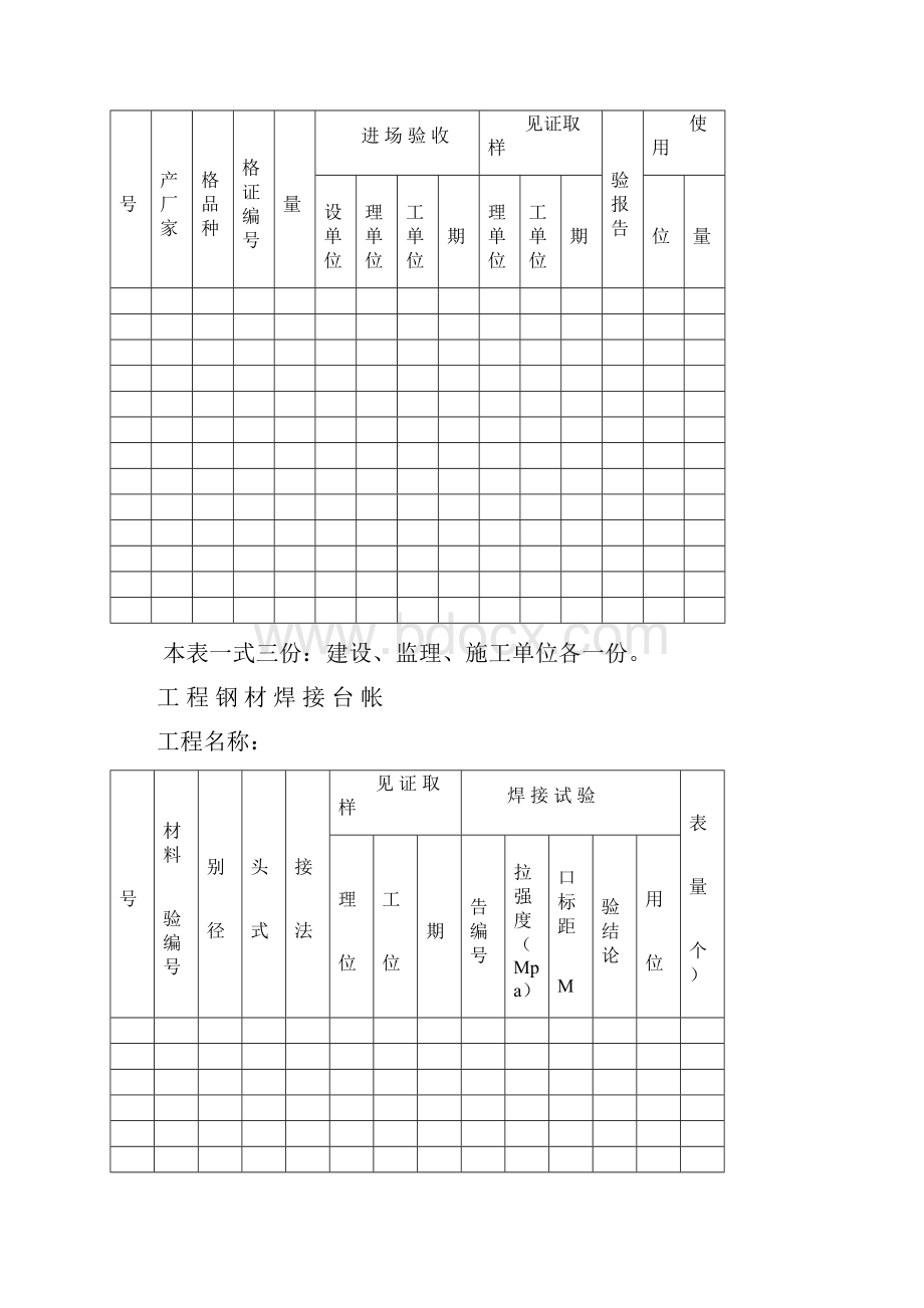 建筑工程各种材料台账样表.docx_第2页