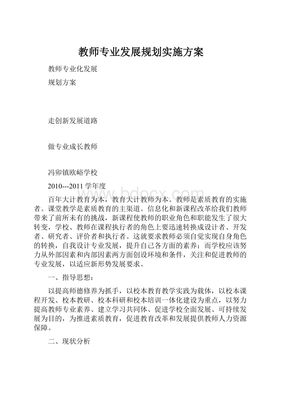 教师专业发展规划实施方案.docx