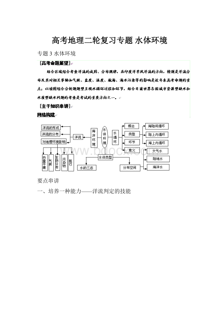 高考地理二轮复习专题 水体环境.docx