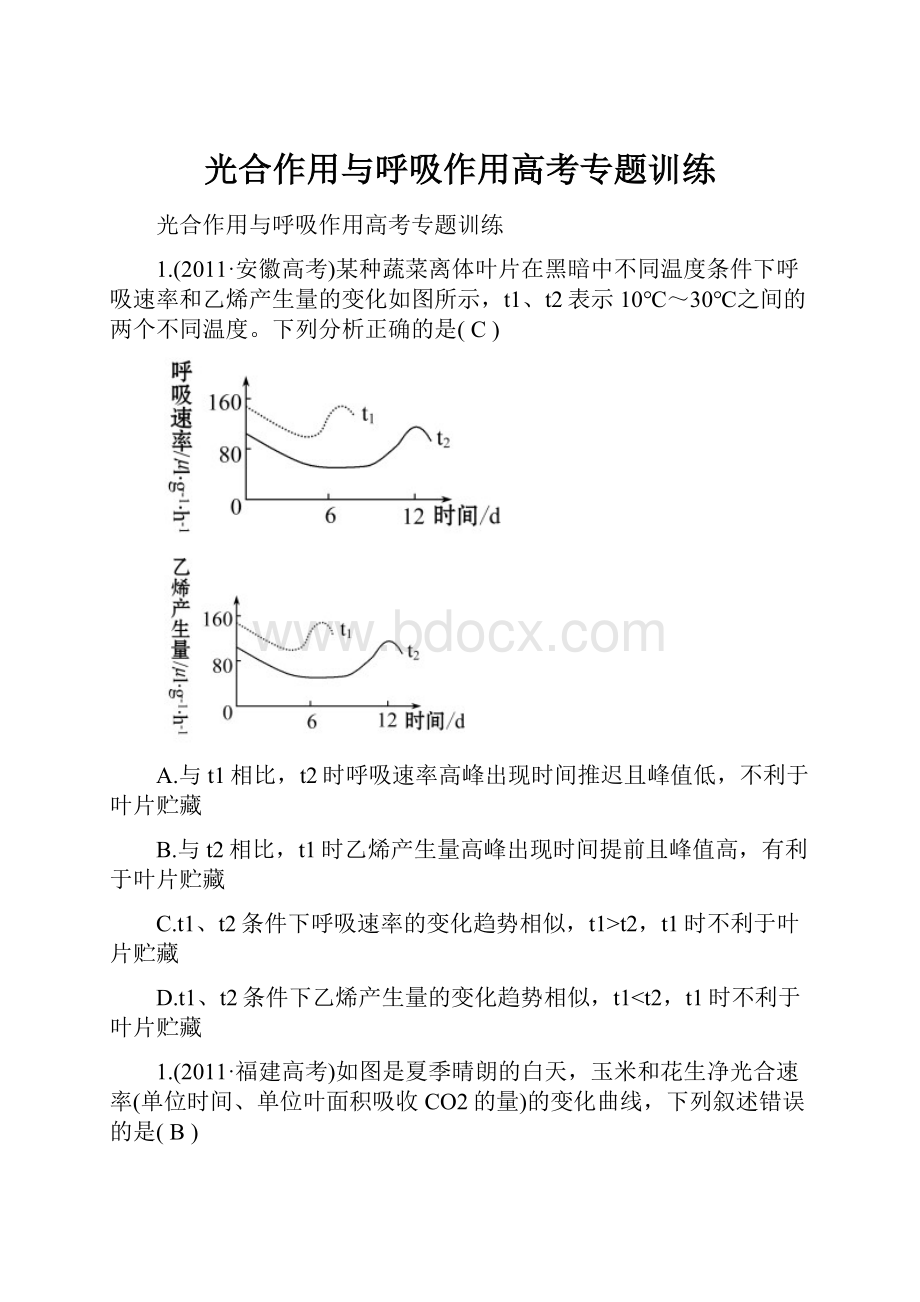 光合作用与呼吸作用高考专题训练.docx_第1页