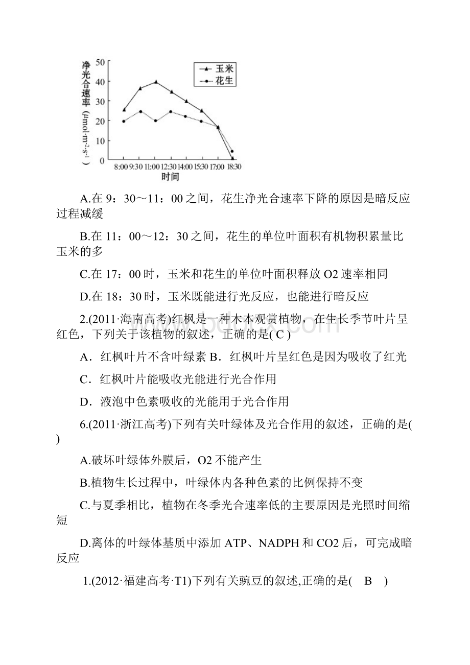 光合作用与呼吸作用高考专题训练.docx_第2页