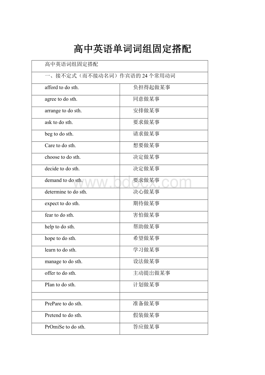 高中英语单词词组固定搭配.docx